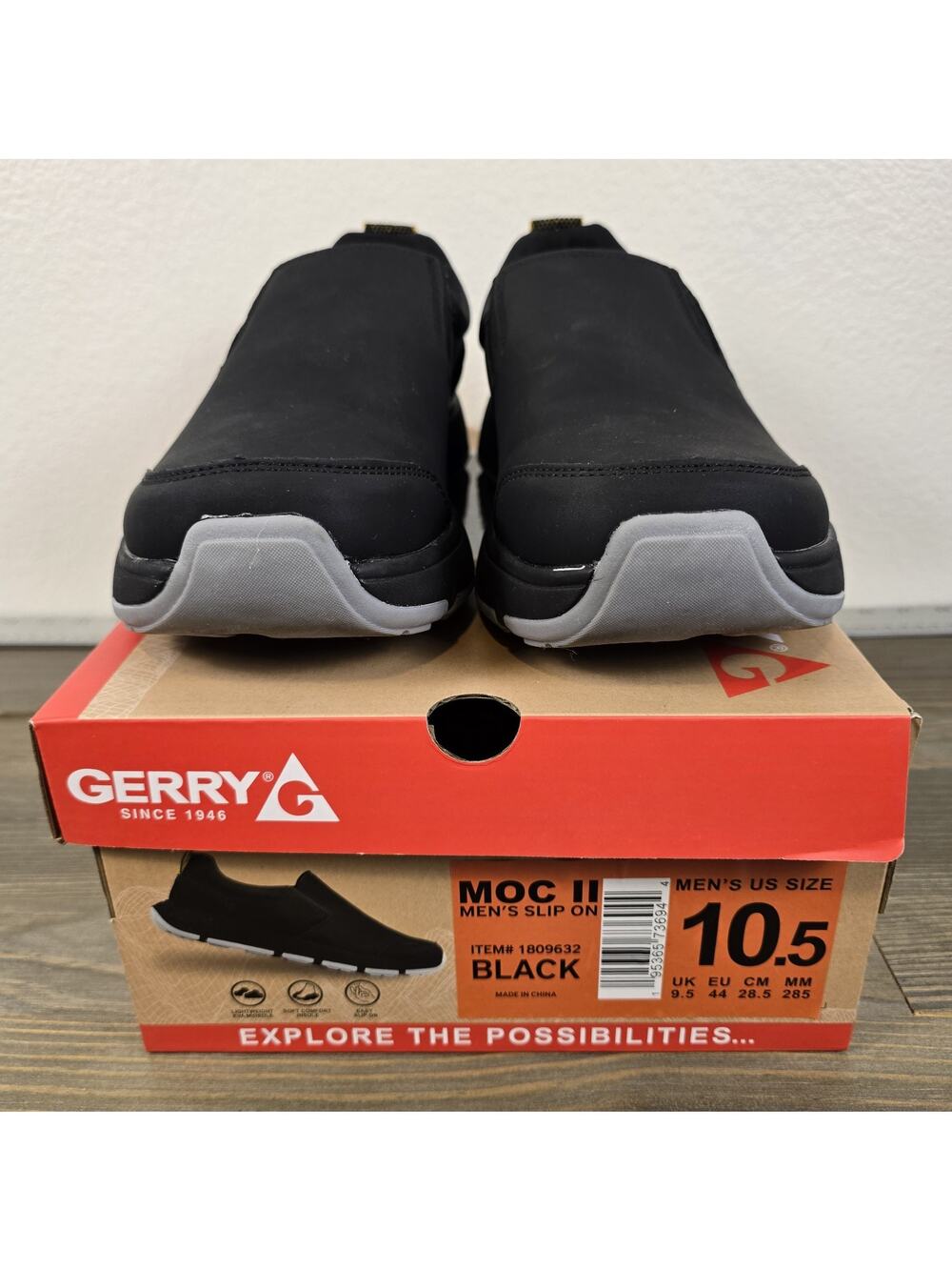 Gerry MOC II Men's Slip On Soft Lightweight, Black, Shoes Size 10.5
